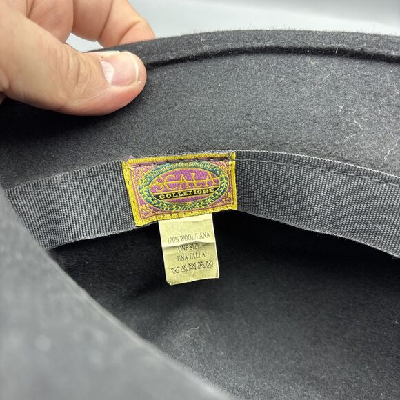 Scala Collezione Cloche Hat Womens One Size Wool Black Horsebit Trim - Picture 6 of 10
